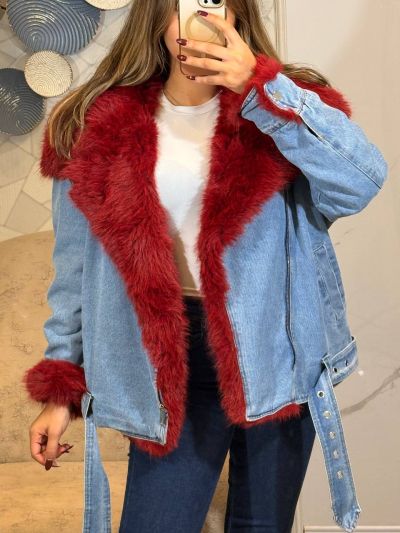 veste jean avec fourrure